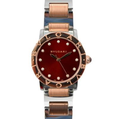 BVLGARI 33MM ROSE GOLD&STEEL BROWN DIAL AUTOMATIC REF: BBLP33SG