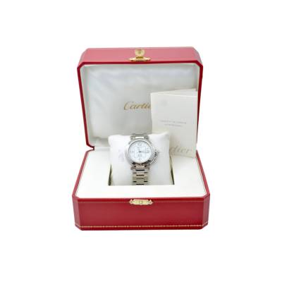 CARTIER PASHA C BIG DATE 35 WHITE DIAL STAINLESS STEEL AUTOMATIC REF: 2475