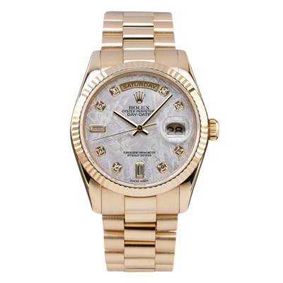 ROLEX DAY DATE PRESIDENT 36 YELLOW GOLD METEORITE DIAMOND DIAL 2004 FULL SET REF:118238