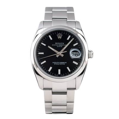 ROLEX OYSTER PERPETUAL DATE 34 STEEL BLACK DIAL 2006 FULL SET REF: 115200