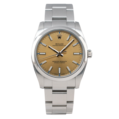 ROLEX OYSTER PERPETUAL 34 STEEL WHITE GRAPE DIAL FULL SET 2016 REF: 114200