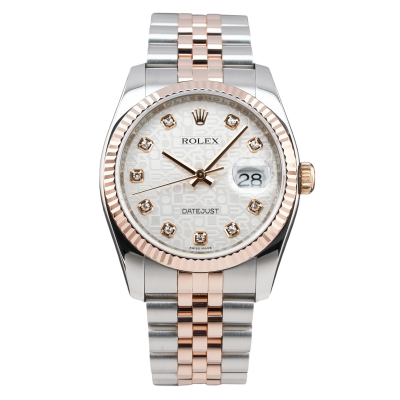 ROLEX DATEJUST 36 MM TWO-TONE SILVER  JUBILEE DIAMOND DIAL FULL SET 2006 REF: 116231