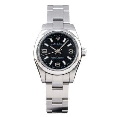 ROLEX OYSTER PERPETUAL LADY 26 STEEL BLACK DIAL 2006 FULL SET REF: 176200