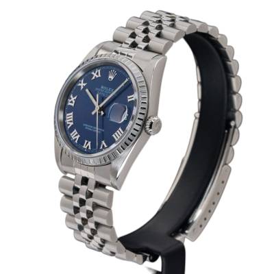 ROLEX DATEJUST 36 STEEL JUBILEE BLUE ROMAN DIAL 2002 FULL SET REF: 16220