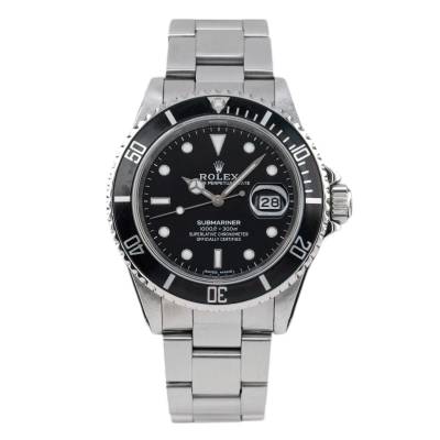 ROLEX SUBMARINER DATE 40 STEEL BLACK DIAL 1988 FULL SET REF:16610