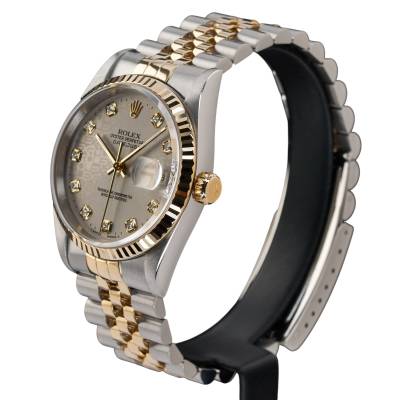 ROLEX DATEJUST 36MM TWO-TONE SILVER DIAL JUBILEE FULL SET REF: 16233