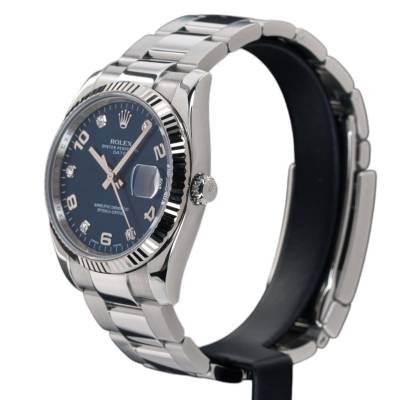 ROLEX OYSTER PERPETUAL DATE 34 STEEL BLUE ARABIC DIAMOND DIAL 2013 FULL SET REF: 115234