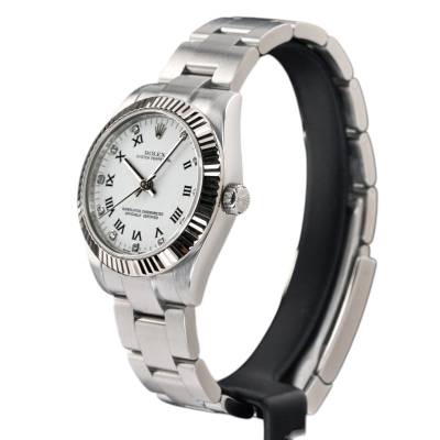 ROLEX OYSTER PERPETUAL 31 STEEL WHITE ROMAN DIAMOND DIAL 2007 FULL SET REF:177234