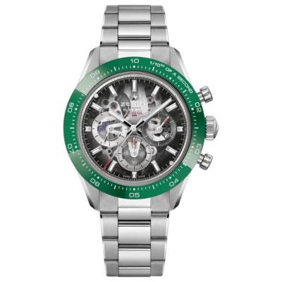 ZENITH CHRONOMASTER SPORT SKELETON 41MM STEEL OPEN WORKED GREEN DIAL REF: 03.3131.3600/01.M3130