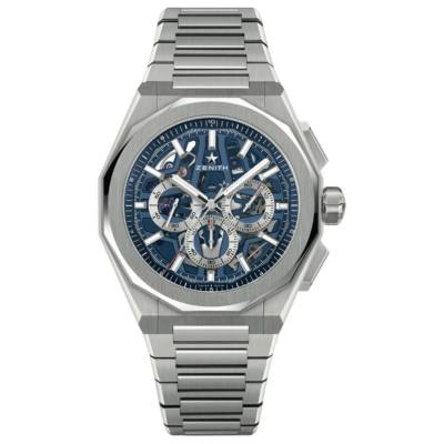 ZENITH DEFY SKYLINE CHRONOGRAPH 42MM STEEL OPEN WORKED BLUE DIAL REF: 03.9500.3600/79.I001