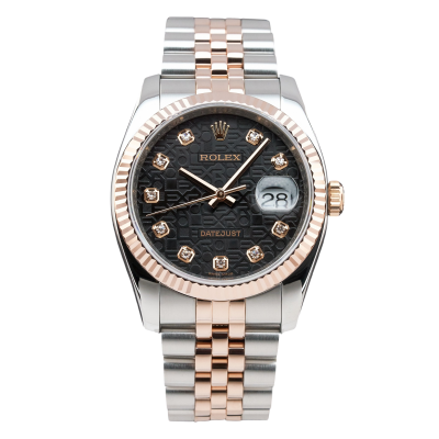 ROLEX DATEJUST 36 TWO-TONE BLACK DIAMOND DIAL JUBILEE FULL SET 2010 REF: 116231