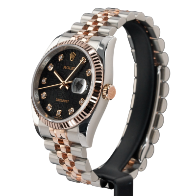 ROLEX DATEJUST 36 TWO-TONE BLACK DIAMOND DIAL JUBILEE FULL SET 2010 REF: 116231