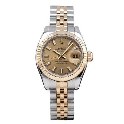 ROLEX LADY DATEJUST TWO-TONE YELLOW GOLD STEEL JUBILEE CHAMPAGNE DIAL FULL SET 2005 REF: 179173