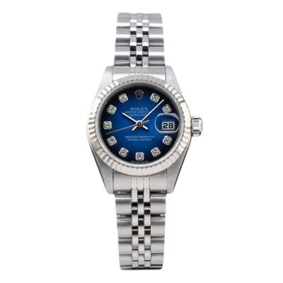 ROLEX LADY DATEJUST 26 STEEL JUBILEE BLUE DIAMOND DIAL 2000 FULL SET REF 79174 