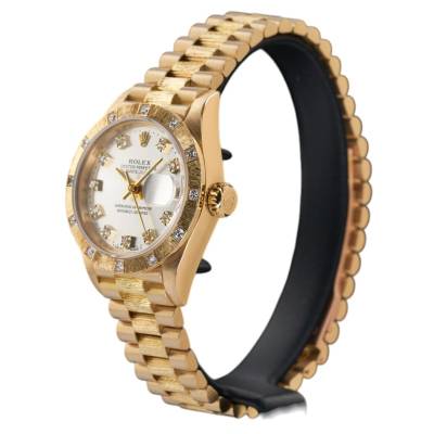 ROLEX LADY DATEJUST 26 YELLOW GOLD SILVER SMALL DIAMOND DIAL 19685 REF: 69288