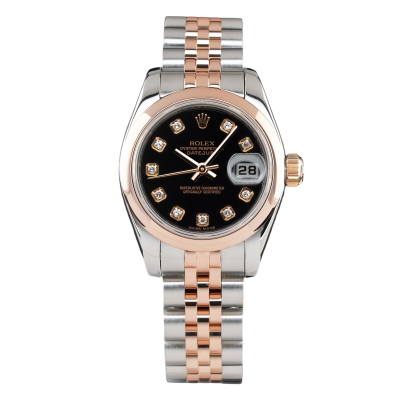 ROLEX LADY DATEJUST 26 MM TWO-TONE BLACK DIAMOND DIAL FULL SET 2006 REF: 179161