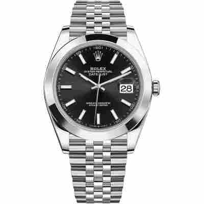 ROLEX DATEJUST 41 BLACK DIAL JUBILEE STEEL SMOOTH BEZEL REF: 126300