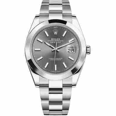 ROLEX DATEJUST 41 RHODIUM DIAL OYSTER STEEL SMOOTH BEZEL REF: 126300