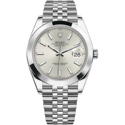 ROLEX DATEJUST 41 SILVER DIAL JUBILEE STEEL SMOOTH BEZEL REF: 126300