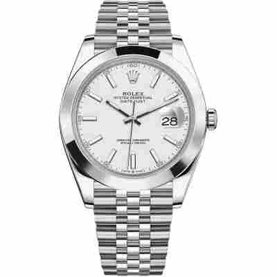 ROLEX DATEJUST 41 WHITE INDEX STEEL JUBILEE SMOOTH BEZEL REF: 126300