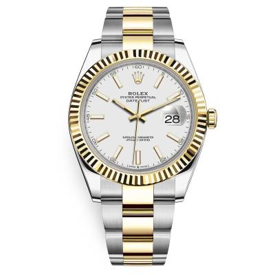 ROLEX DATEJUST 41 TWO TONE WHITE DIAL OYSTER FLUTED BEZEL REF: 126333