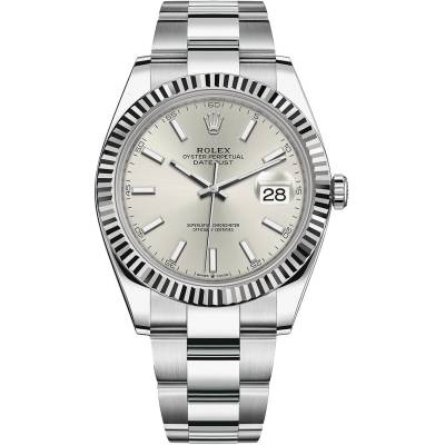 ROLEX DATEJUST 41 SILVER DIAL OYSTER STEEL FLUTED BEZEL REF: 126300