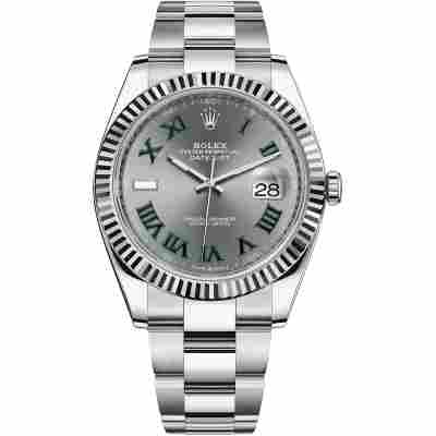 ROLEX DATEJUST 41 WIMBLEDON OYSTER STEEL FLUTED BEZEL REF: 126334