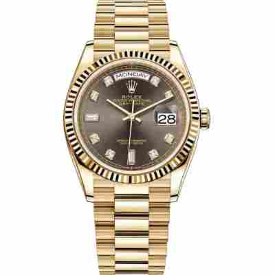 ROLEX DAY-DATE 36 FULL GOLD PRESIDENT GREY DIAL REF: 128238