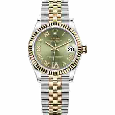 ROLEX DATEJUST 31 YELLOW GOLD&STEEL OLIVE DIAL JUBILEE AUTOMATIC REF: 278273