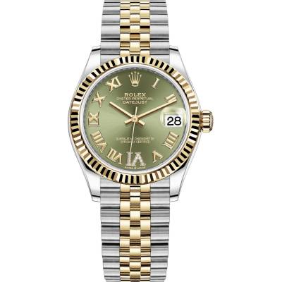 ROLEX DATEJUST 31 YELLOW GOLD&STEEL OLIVE DIAL JUBILEE AUTOMATIC REF: 278273