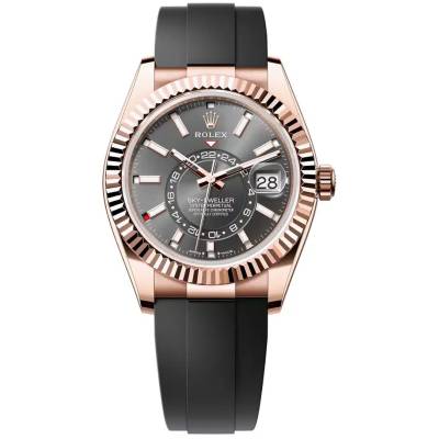 ROLEX SKY DWELLER 42MM EVEROSE RHODIUM DIAL OYSTERFLEX REF: 336235 