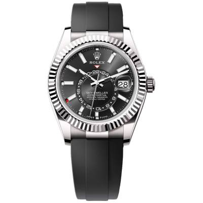 ROLEX SKY DWELLER 42MM WHITE GOLD BLACK DIAL OYSTERFLEX REF: 336238