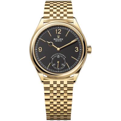 ROLEX 1908 YELLOW GOLD 39MM SETTIMO BLACK DIAL AUTOMATIC REF: 52508-0007