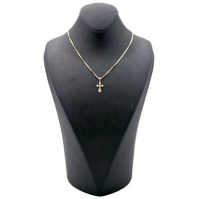 LANT SI PANDANT IN FORMA DE CRUCE DIN AUR GALBEN 14K_130019
