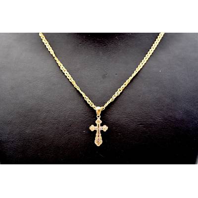 LANT SI PANDANT IN FORMA DE CRUCE DIN AUR GALBEN 14K_130019