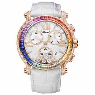 CHOPARD HAPPY SPORT 42MM MOP DIAL RAINBOW BEZEL AUTOMATIZ REF: 283582-5015