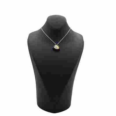 LANT SI PANDANT DIN AUR ALB SI GALBEN 18K CU DIAMANTE NATURALE_109134