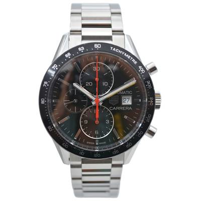 TAG HEUER CARRERA JUAN MANUEL 41.5 AUTOMATIC STAINLESS STEEL BLACK DIAL BOX+PAPERS REF: CV201AM.BA0723
