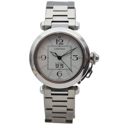 CARTIER PASHA C BIG DATE 35 WHITE DIAL STAINLESS STEEL AUTOMATIC REF: 2475