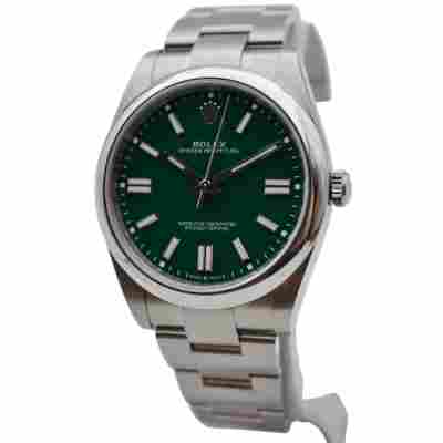 ROLEX OYSTER PERPETUAL 41 FULL SET NEW 2024 STEEL GREEN DIAL REF: 124300