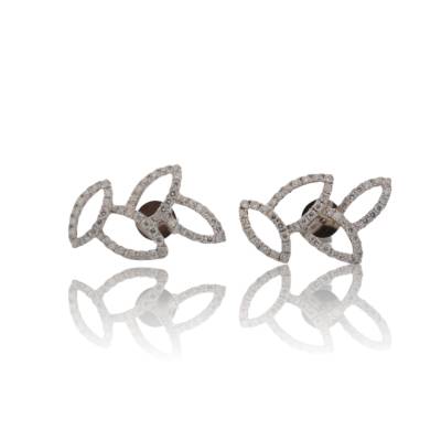 CERCEI DIN AUR ALB 18K CU DIAMANTE NATURALE_111272