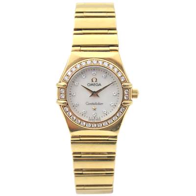 OMEGA CONSTELLATION 22.5MM YELLOW GOLD DIAMONDS MOP DIAL QUARZ REF: 1167.75.00
