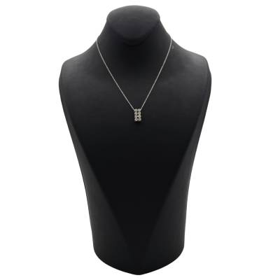 LANT SI PANDANT DIN AUR ALB 18K CU DIAMANTE NATURALE_114333