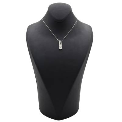 LANT SI PANDANT DIN AUR ALB 14K CU DIAMANTE NATURALE_109136