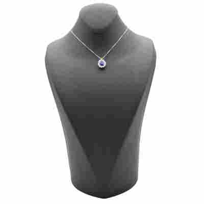 LANT SI PANDANT DIN AUR ALB 18K CU DIAMANTE NATURALE SI SAFIR_113551