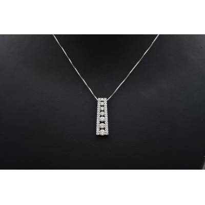 LANT SI PANDANT DIN AUR ALB 14K CU DIAMANTE NATURALE_109136