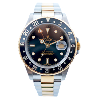 ROLEX GMT-MASTER II 40 AUTOMATIC TWO TONE BLACK DIAL OYSTER REF: 16713