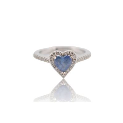 INEL DE LOGODNA DIN AUR ALB 18K CU DIAMANTE NATURALE SI SAFIR_103442