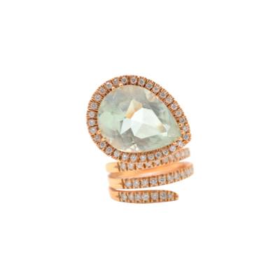 INEL DIN AUR ROZ 18K CU DIAMANTE NATURALE SI AMETIST VERDE