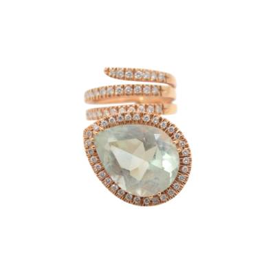 INEL DIN AUR ROZ 18K CU DIAMANTE NATURALE SI AMETIST VERDE